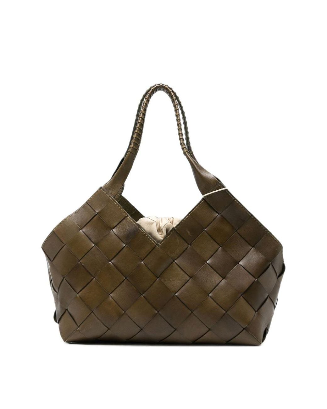 Dragon Diffusion Brown Khaki Castello Woven Leather Bag