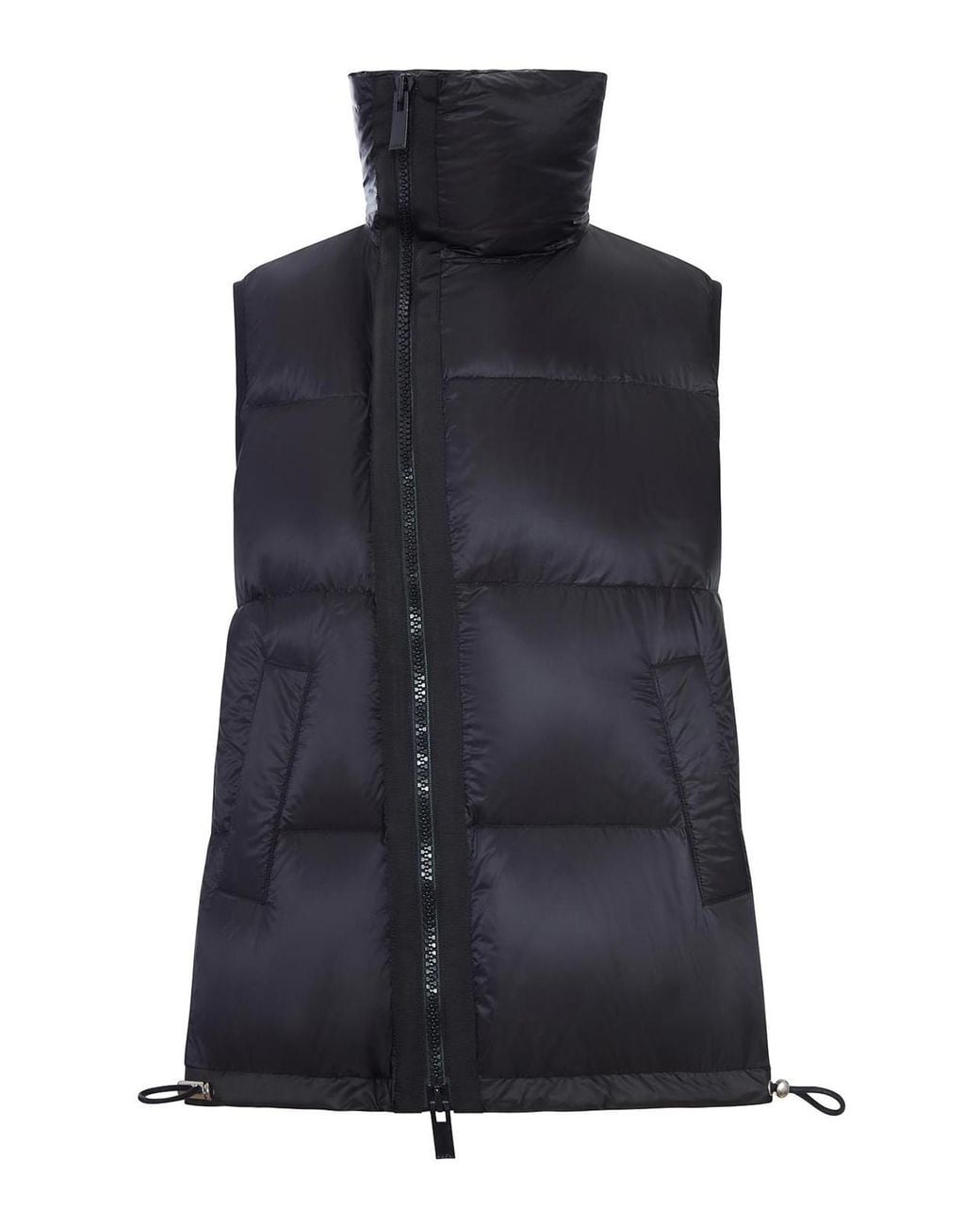 Sacai Blue Nylon Vest With High Collar And Drawstring