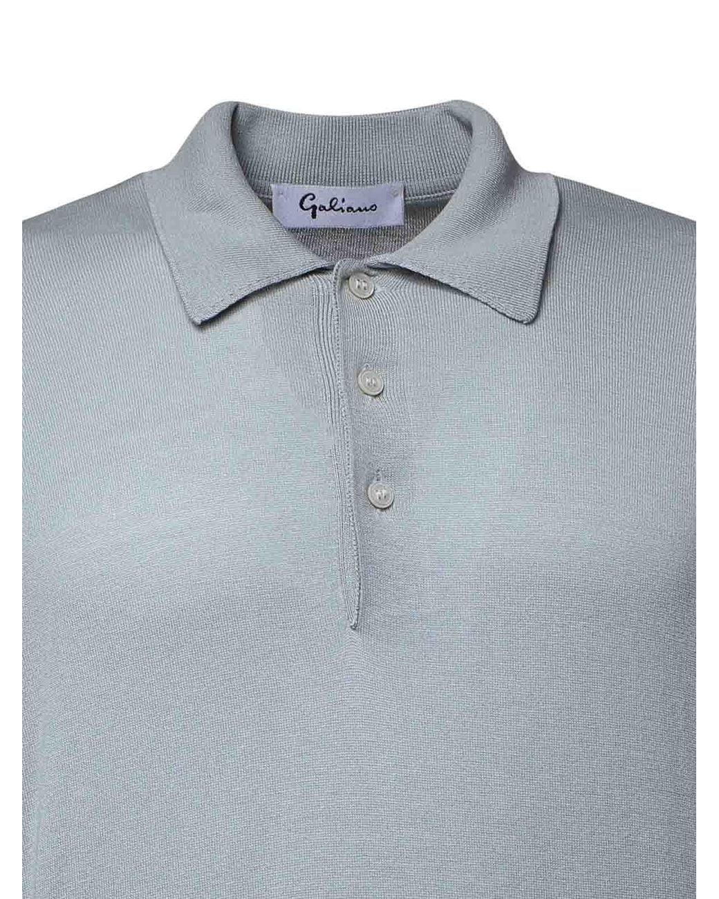 Giuliano Galiano Blue Silk Polo Shirt for men