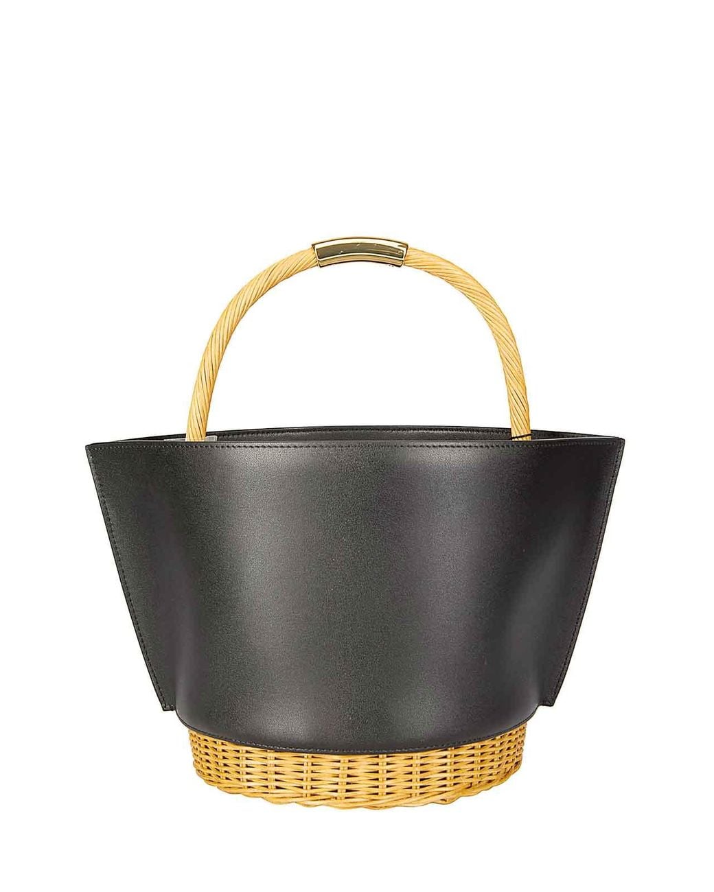 Sacai Gray Leather X Rattan Basket Medium