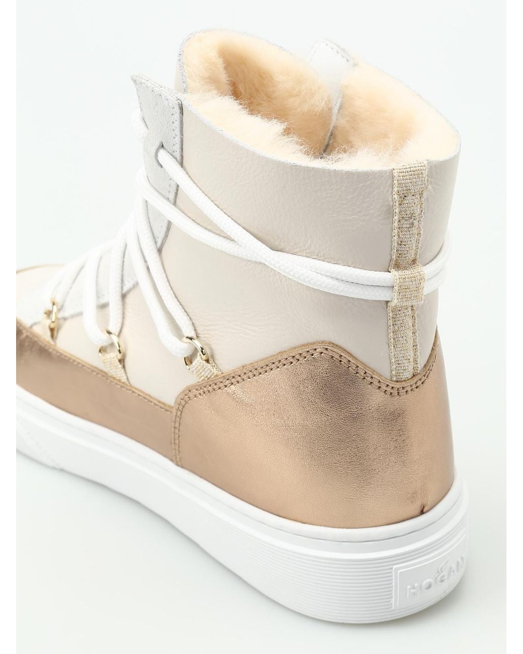 Hogan Natural H342 Furry Inner Wedge Ankle Boots