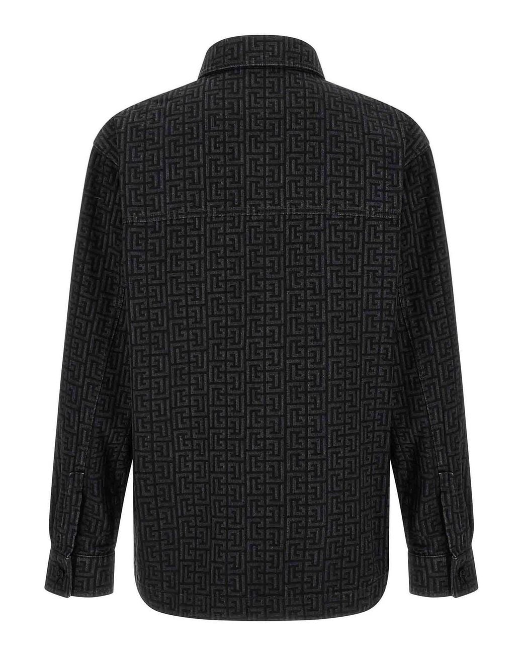 Balmain Black Monogram Pattern Overshirt for men