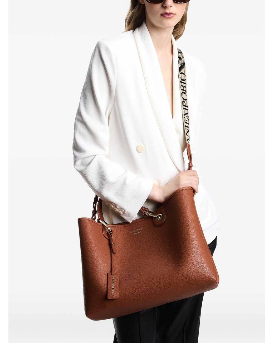 Emporio Armani Brown Myea Medium Shopping Bag