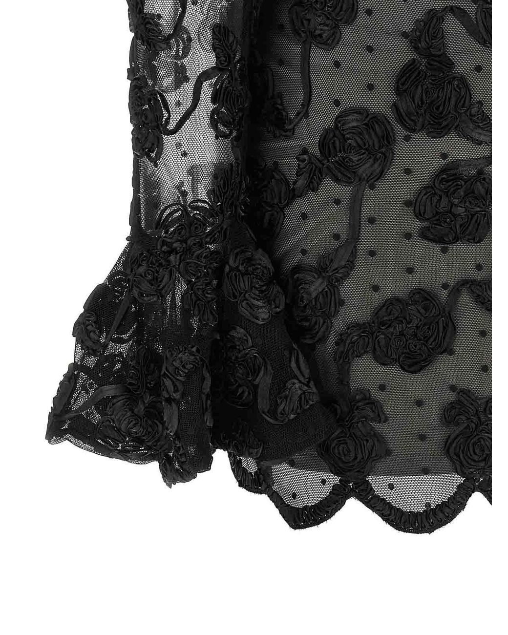 ROTATE BIRGER CHRISTENSEN Black Flower Mesh' Dress