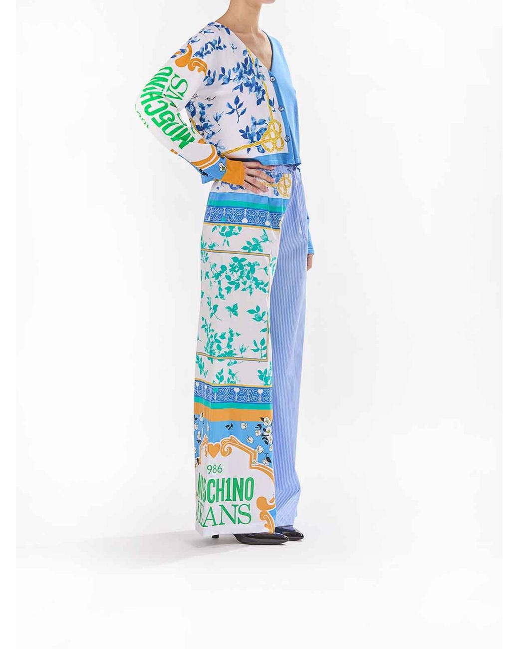 Moschino Blue Cardigan Stampa Foulard