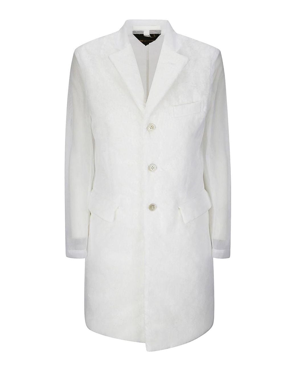 Comme des Garçons White Single-Breasted Coat