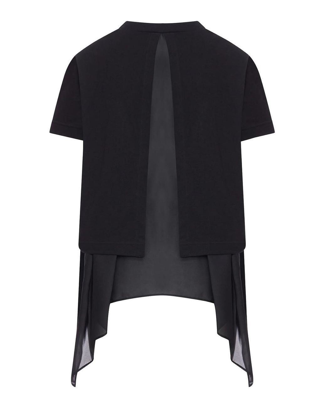 Sacai Black Cotton Jersey And Satin T-shirt
