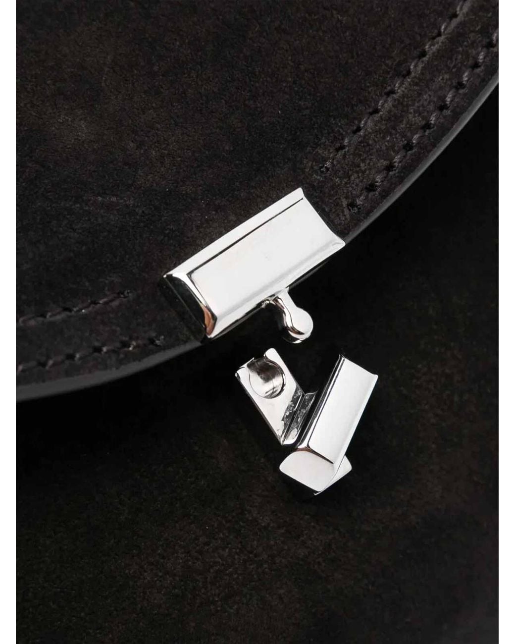 Totême Black T-Lock Suede Clutch