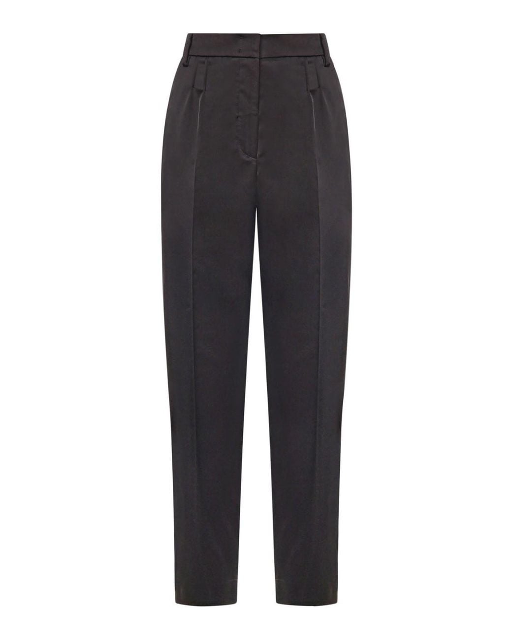Genny Black Straight-Leg Satin Trousers