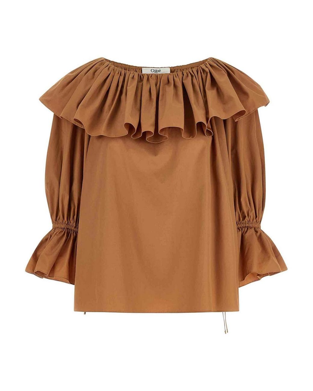 Chloé Brown Ruffle Blouse