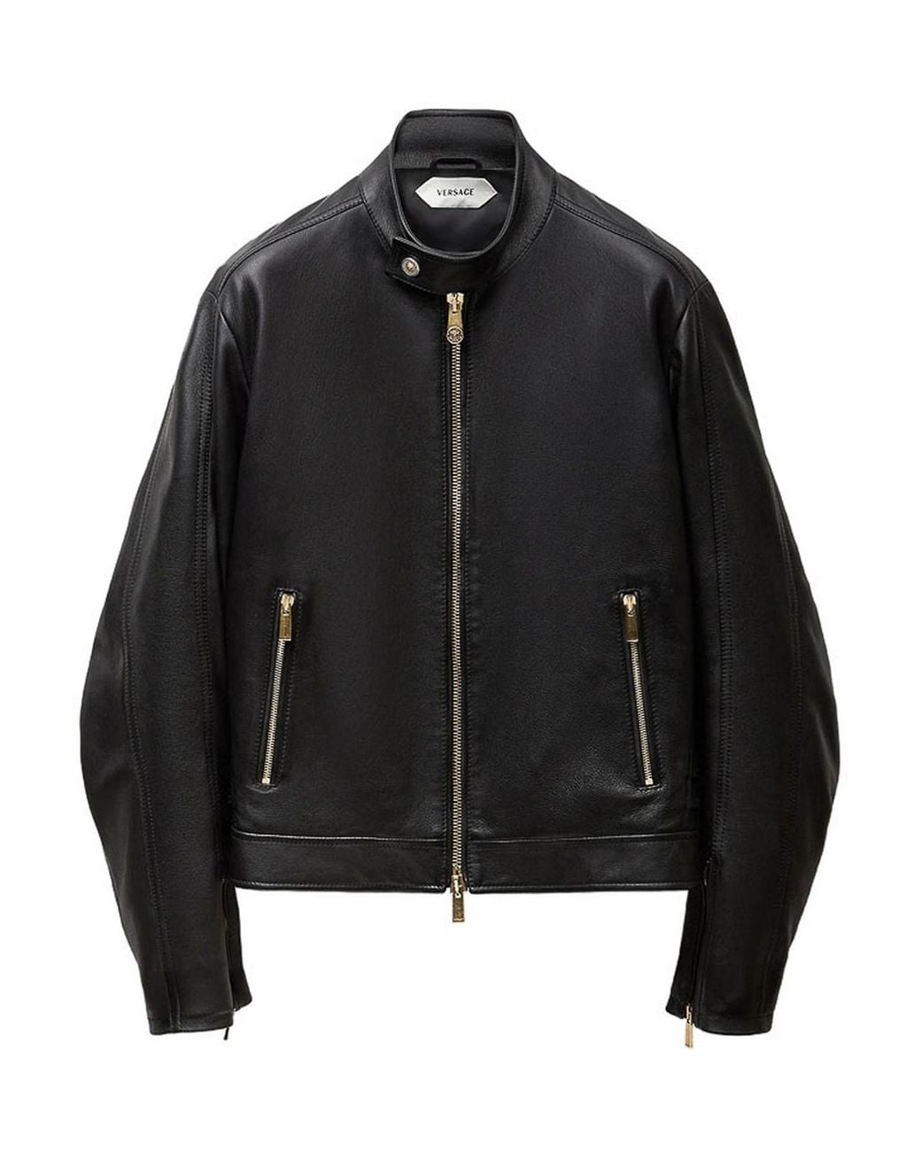 Versace Black Leather Outerwear for men