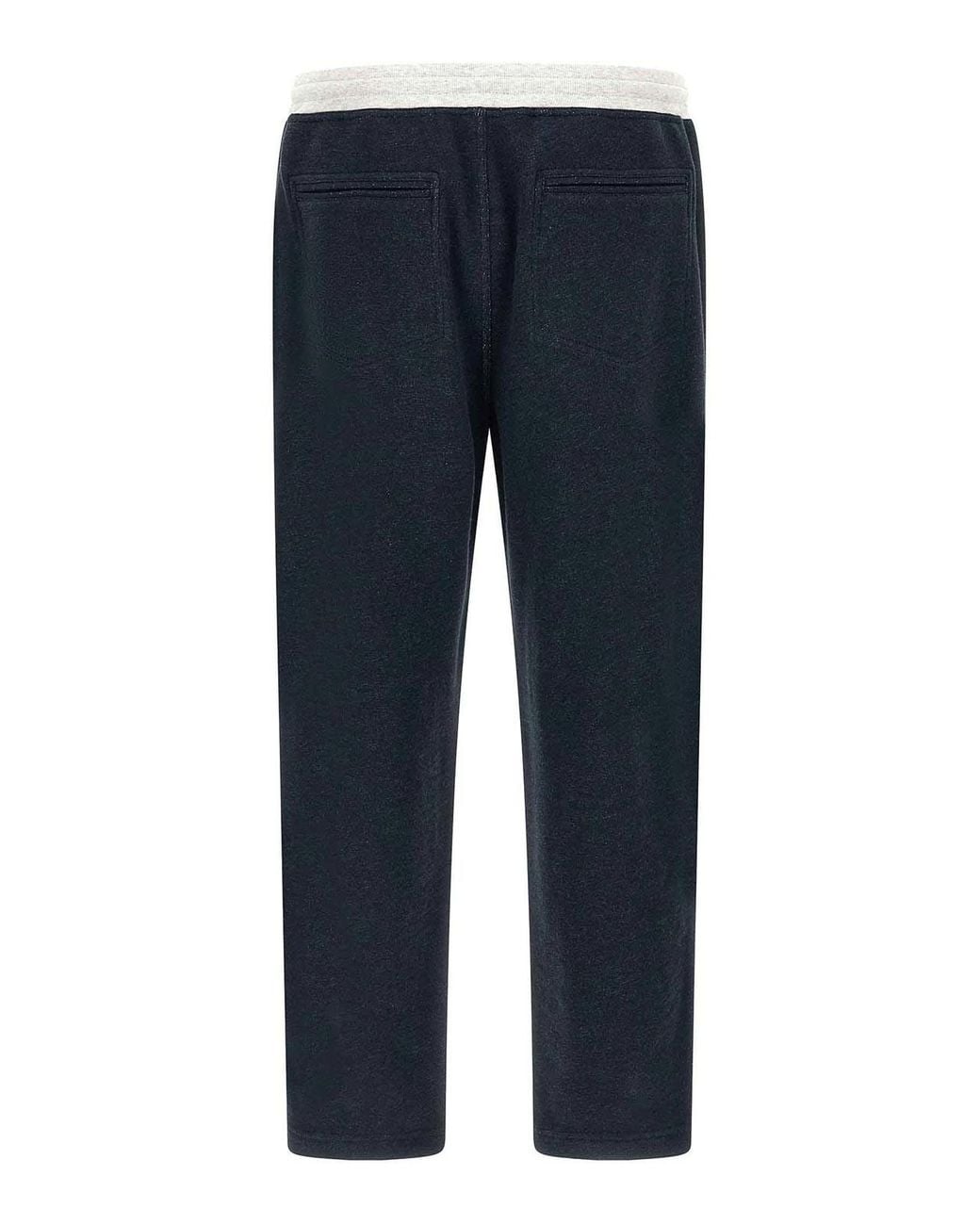 Brunello Cucinelli Blue Linen Cotton Joggers for men