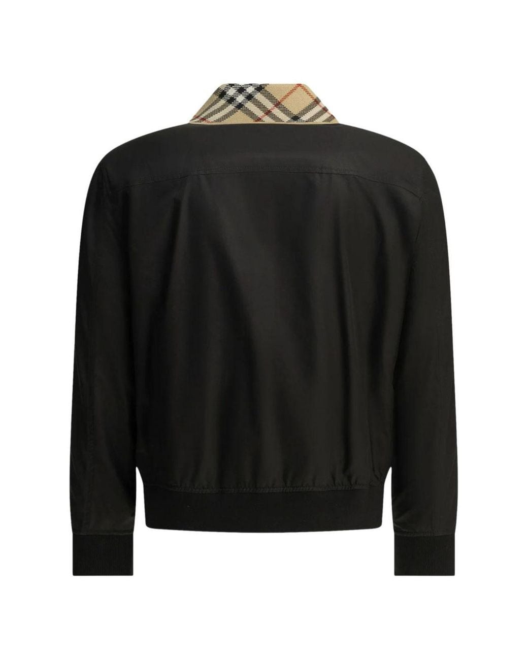 Burberry Black Check-Collar Harrington Bomber Jacket for men