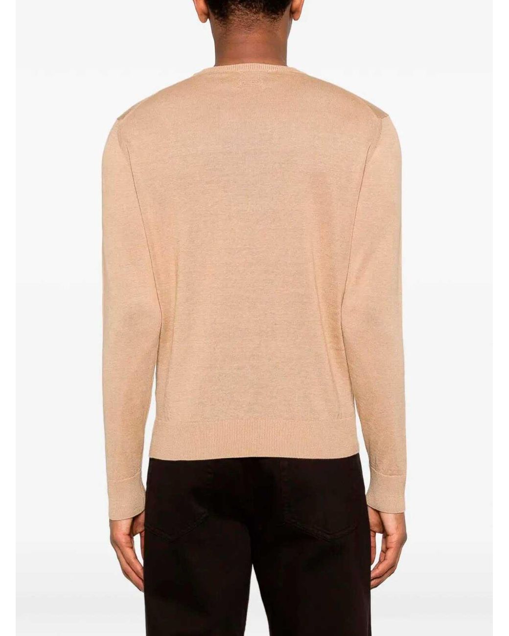Drumohr Natural Long Sleeve Crew-Neck Sweater for men