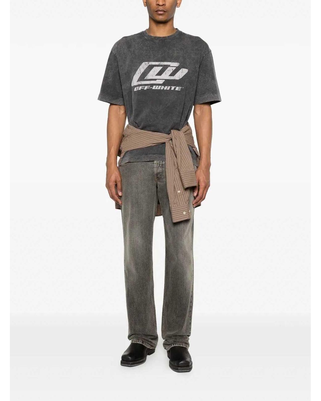 Off-White c/o Virgil Abloh Gray 'Owr Skate' Short Sleeve T-Shirt for men