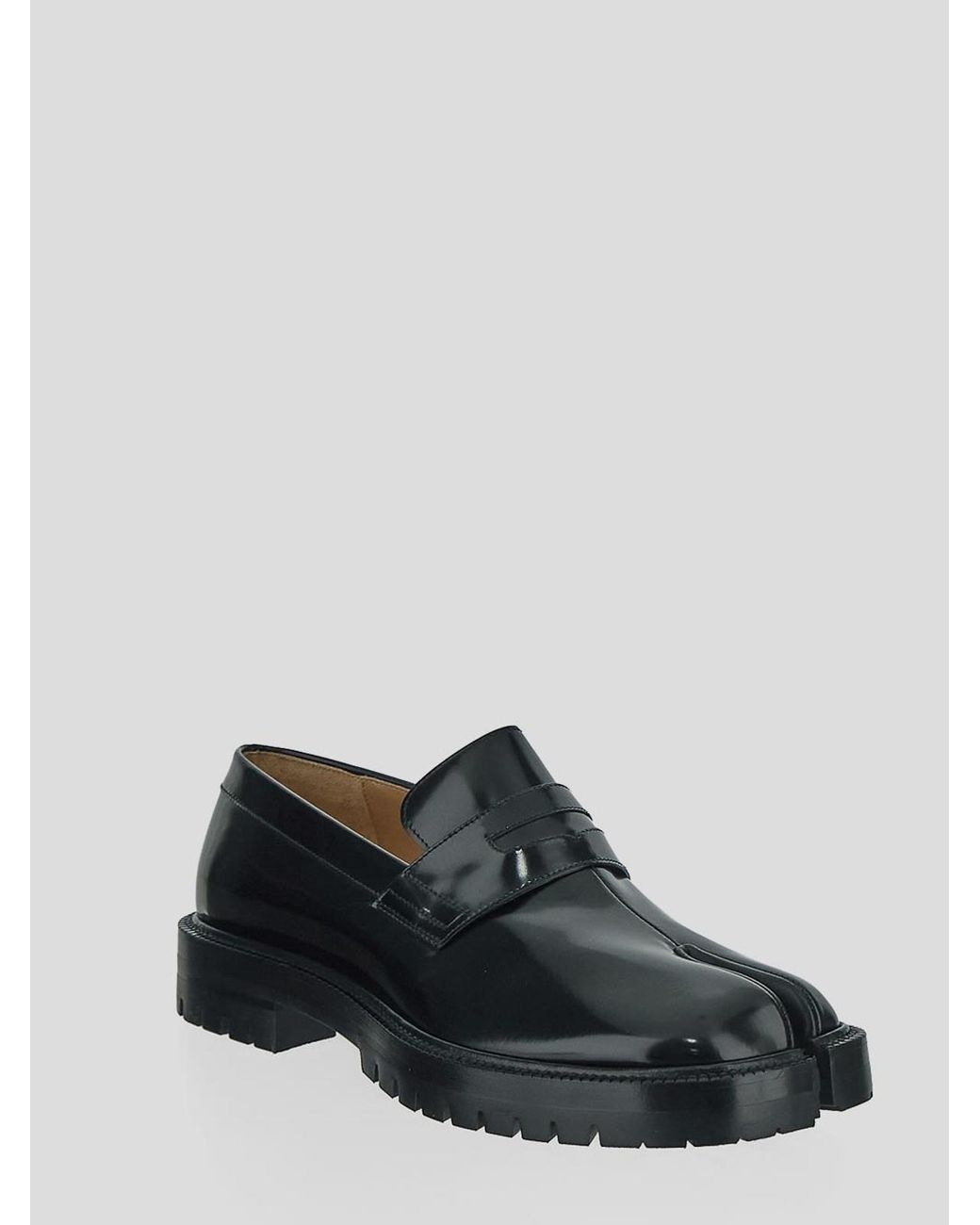 Maison Margiela Black Brushed Leather Tabi Loafers for men