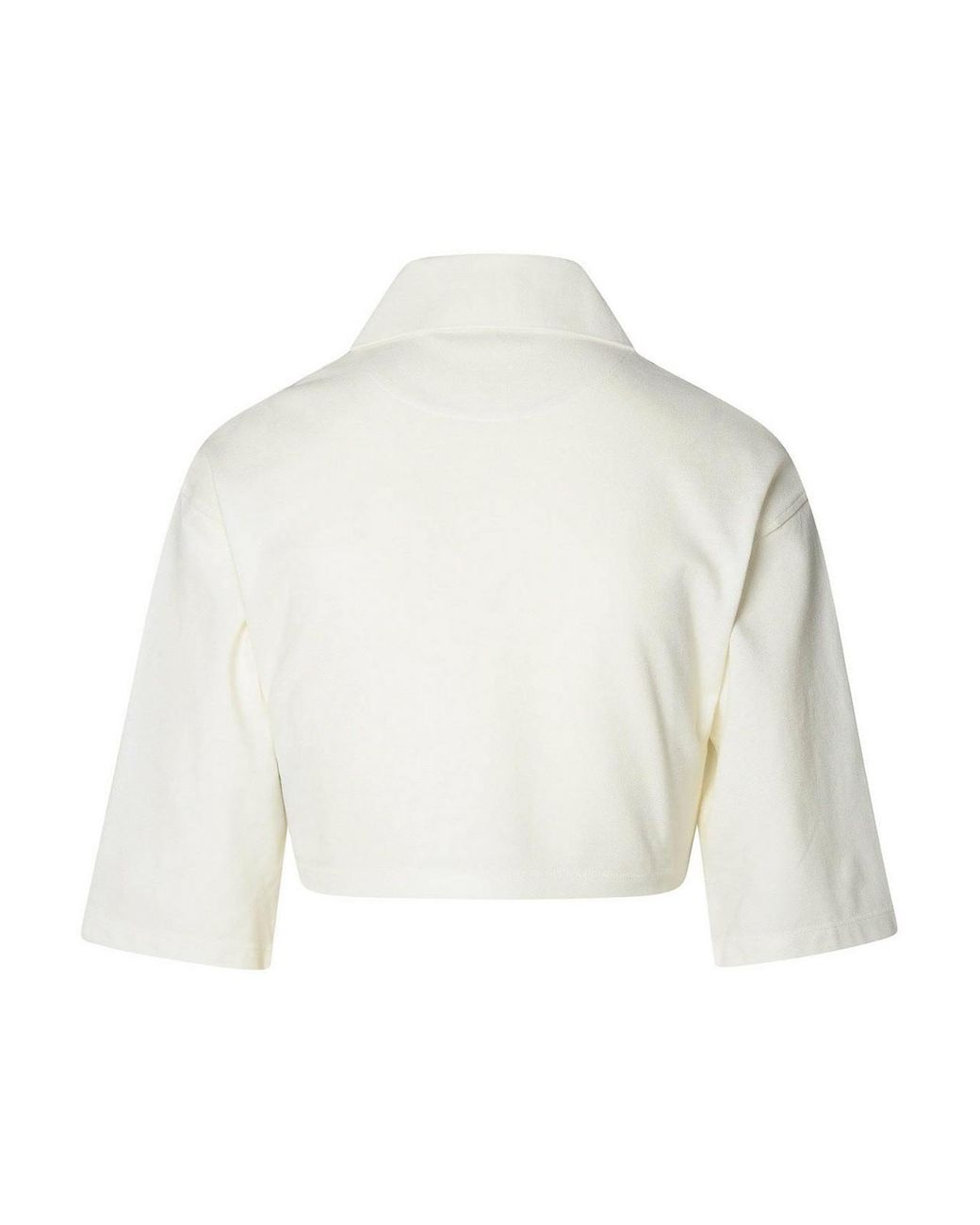 Palm Angels White Cotton Crop Polo Shirt