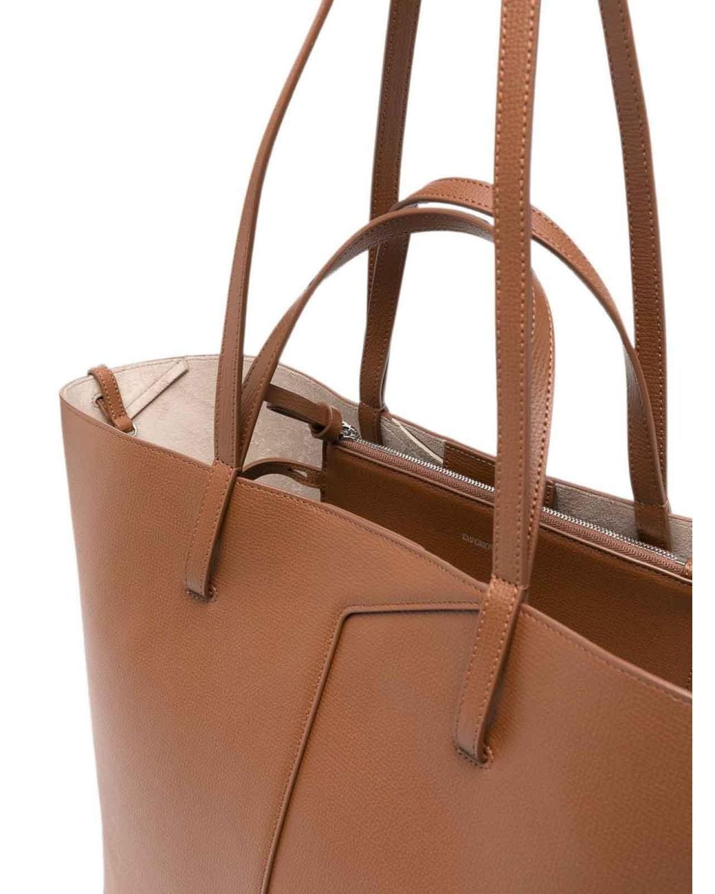 Emporio Armani Brown Medium Leather Tote Bag
