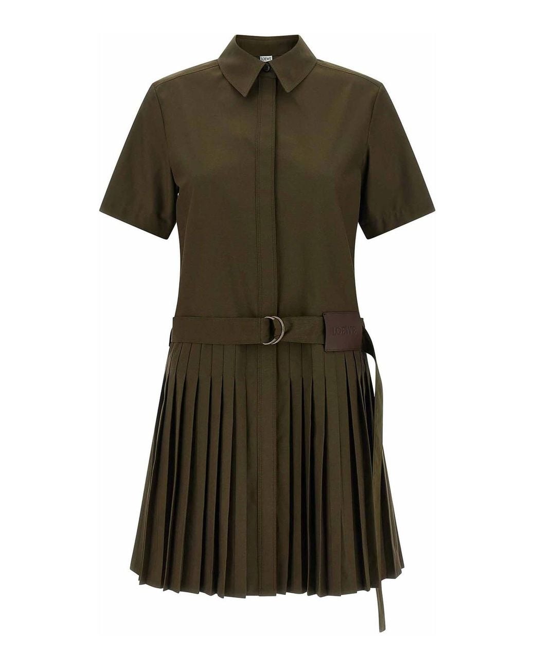Loewe Green Pleated Chemisier Dress