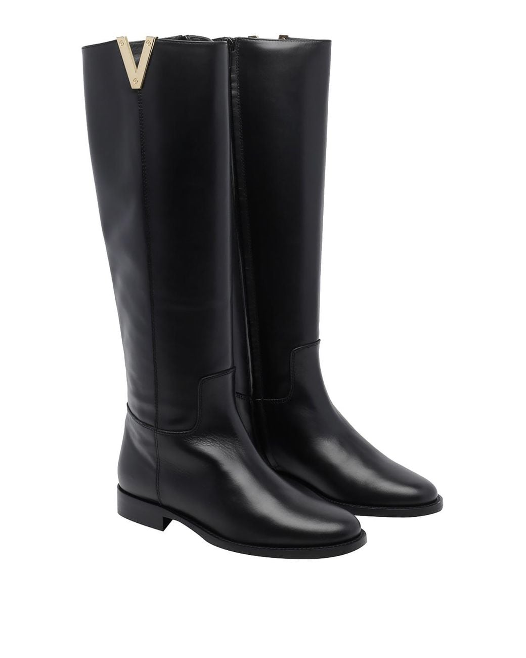 Via Roma 15 Black V Leather Boots