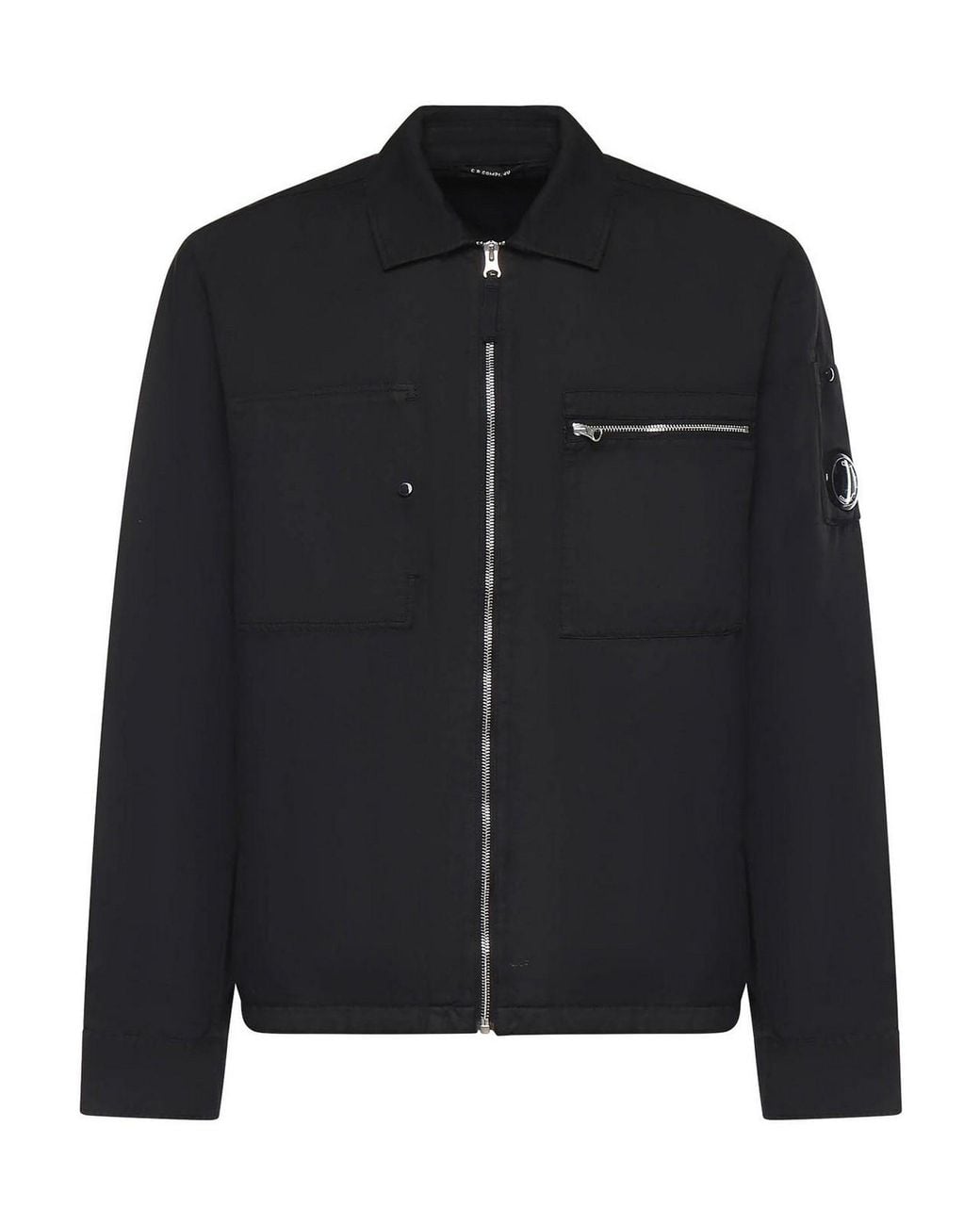 C P Company Black Cotton And Linen Overshirt for men
