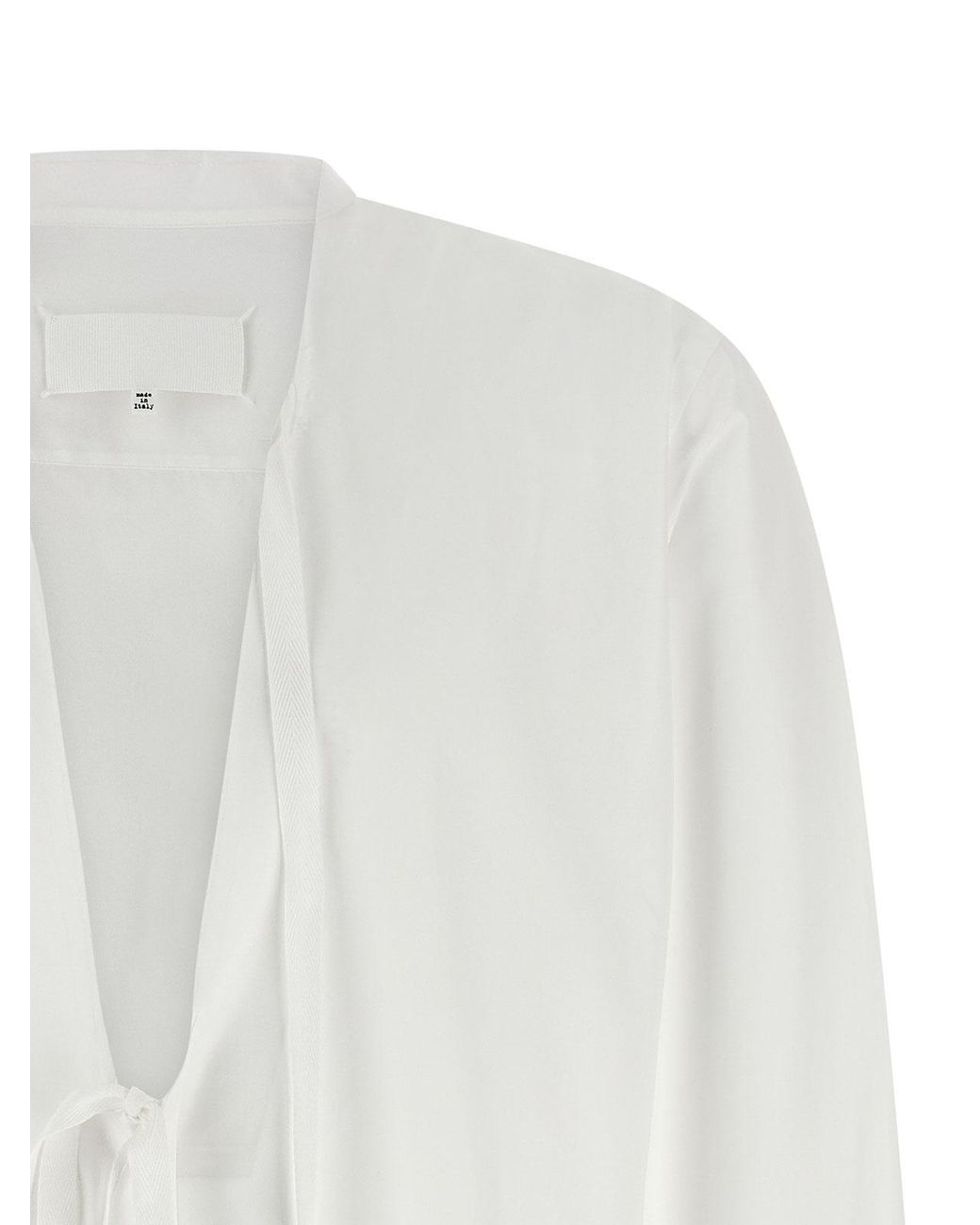 Maison Margiela White Raw Cut Hem Shirt for men