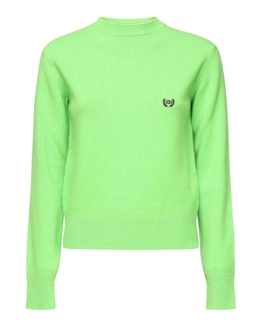 Balenciaga Green Crewneck Sweater With Logo