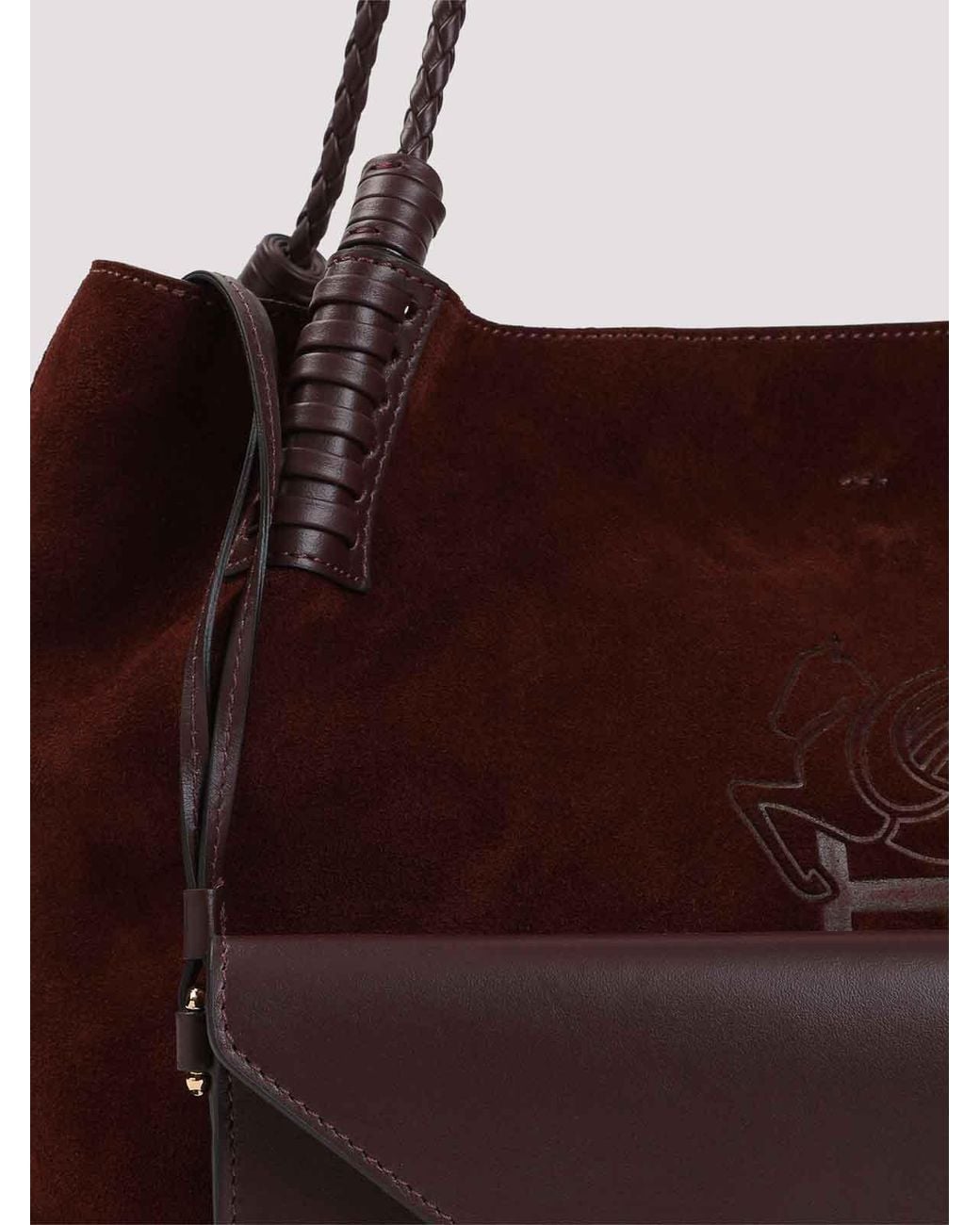 Etro Brown Libra Medium Suede Shopping Bag