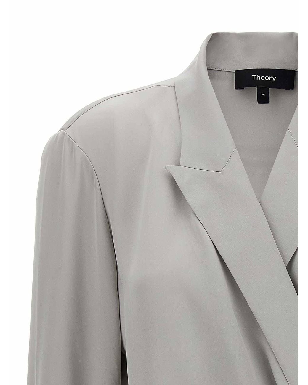 Theory Gray Pk Label Wrap Blouse