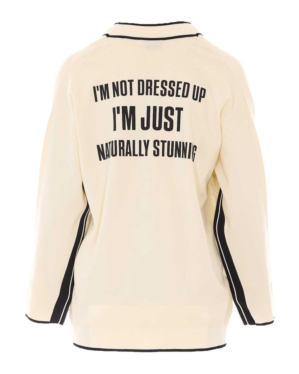 Elisabetta Franchi Natural Logo Trim V-Neck Cardigan