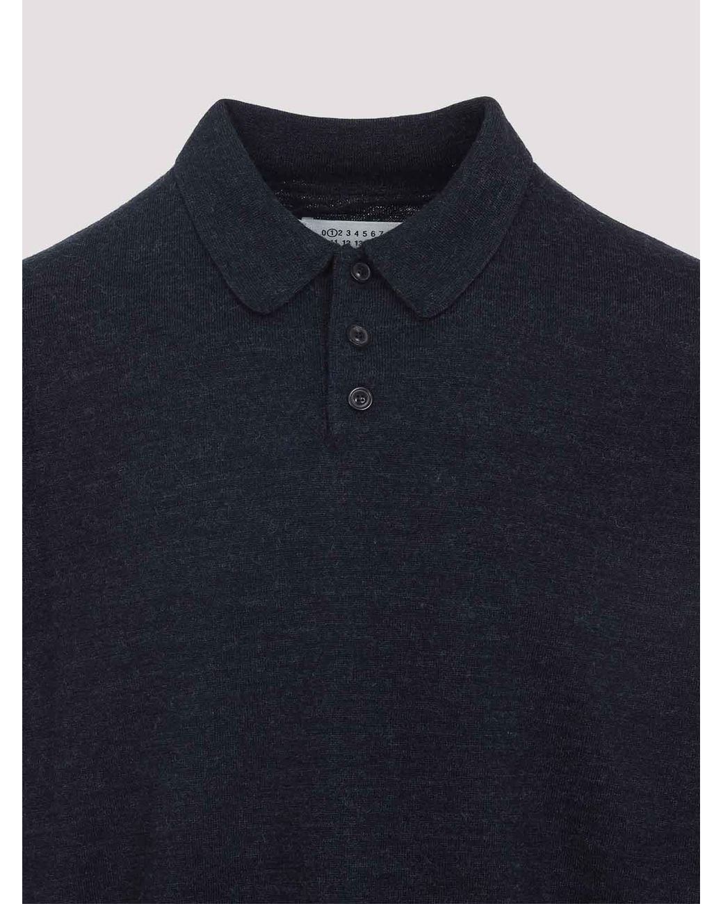 Maison Margiela Blue Wool Polo for men