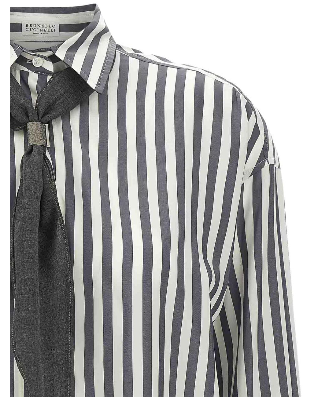 Brunello Cucinelli White Shirt With Scarf