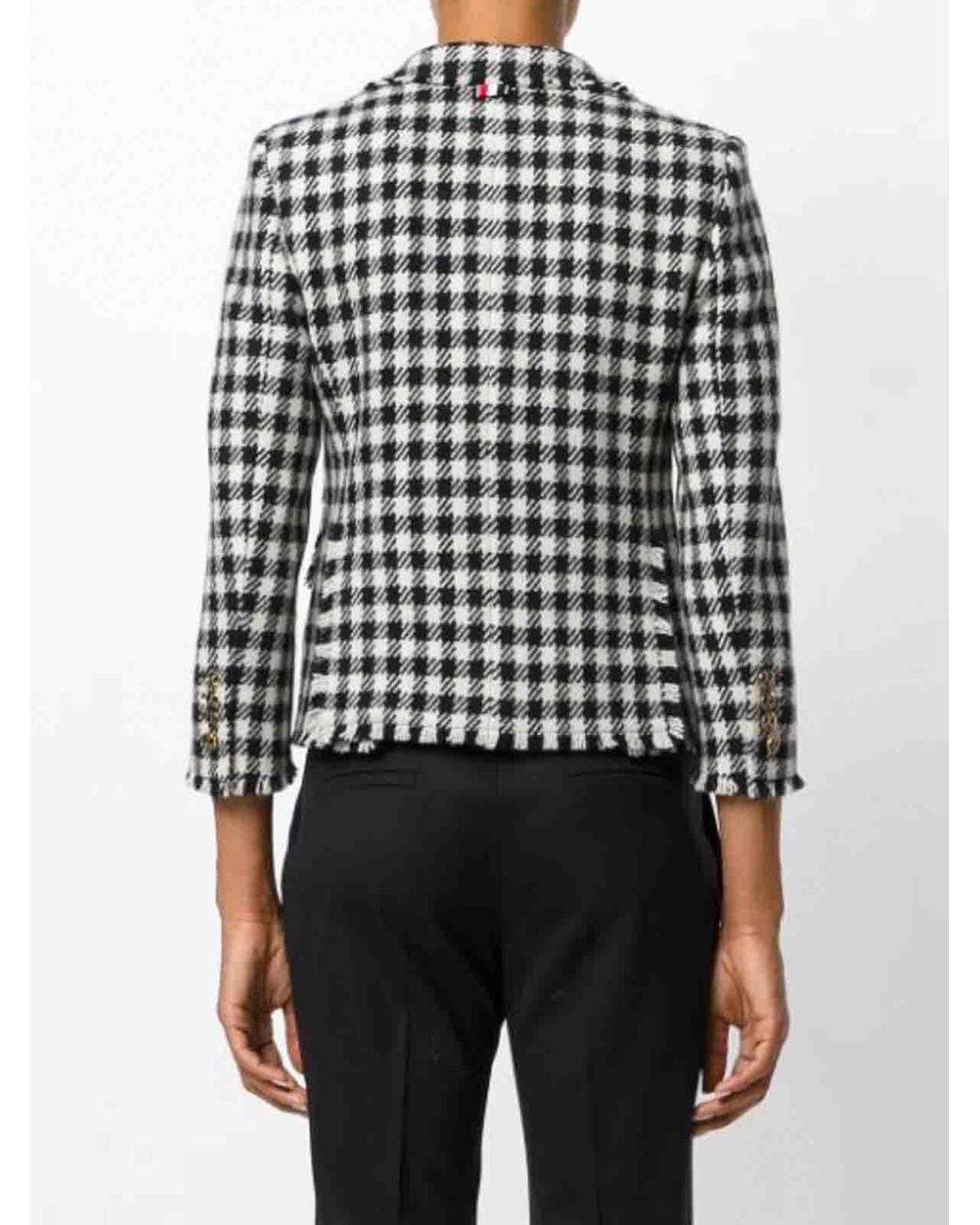 Thom Browne Black Plaid Cashmere Suit Jacket