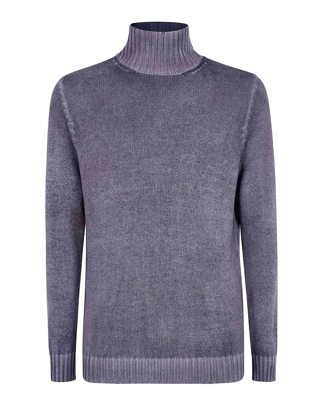 Avant Toi Blue Cashmere And Wool High Neck Pullover for men