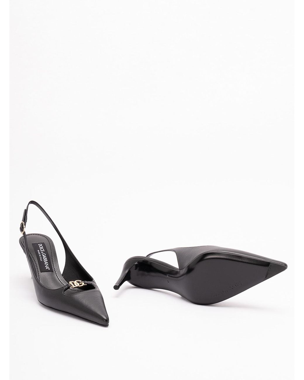 Dolce & Gabbana White Silk-Effect Nappa Leather Slingbacks