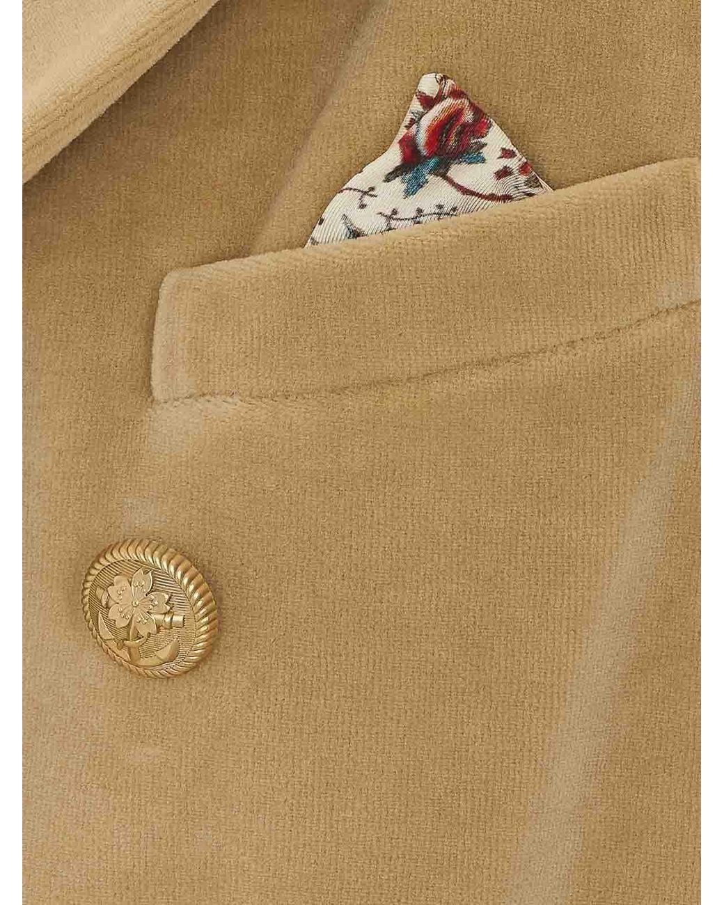 Circolo 1901 Natural Double Breasted Button Velvet Jacket