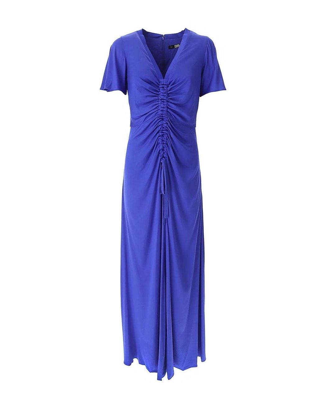 Karl Lagerfeld Blue Rouched Maxi Dress