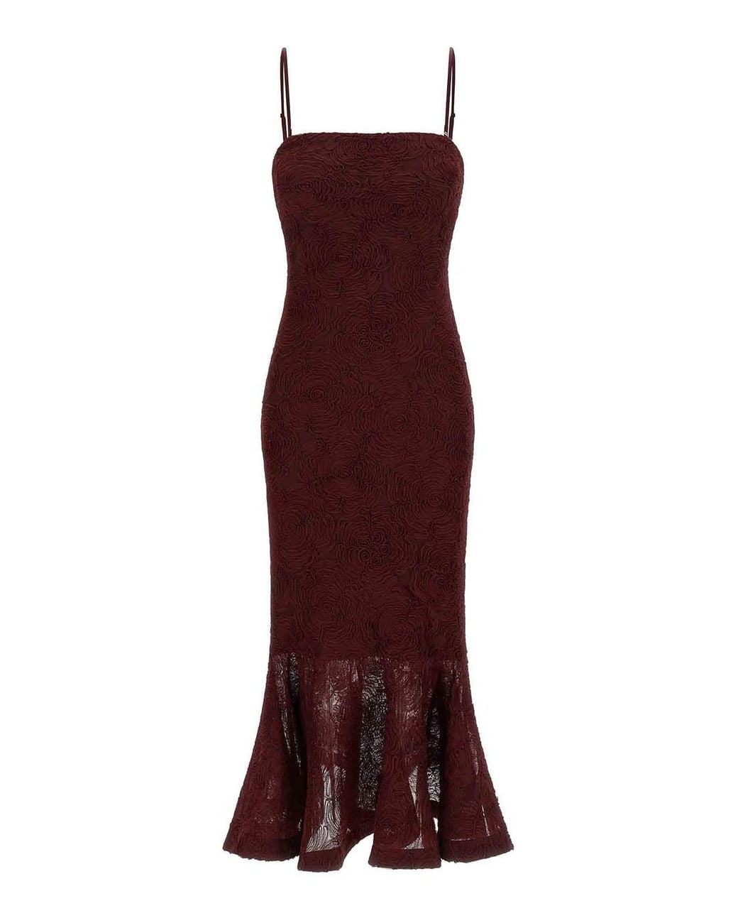 ROTATE BIRGER CHRISTENSEN Purple Flower Mesh Flounce' Dress