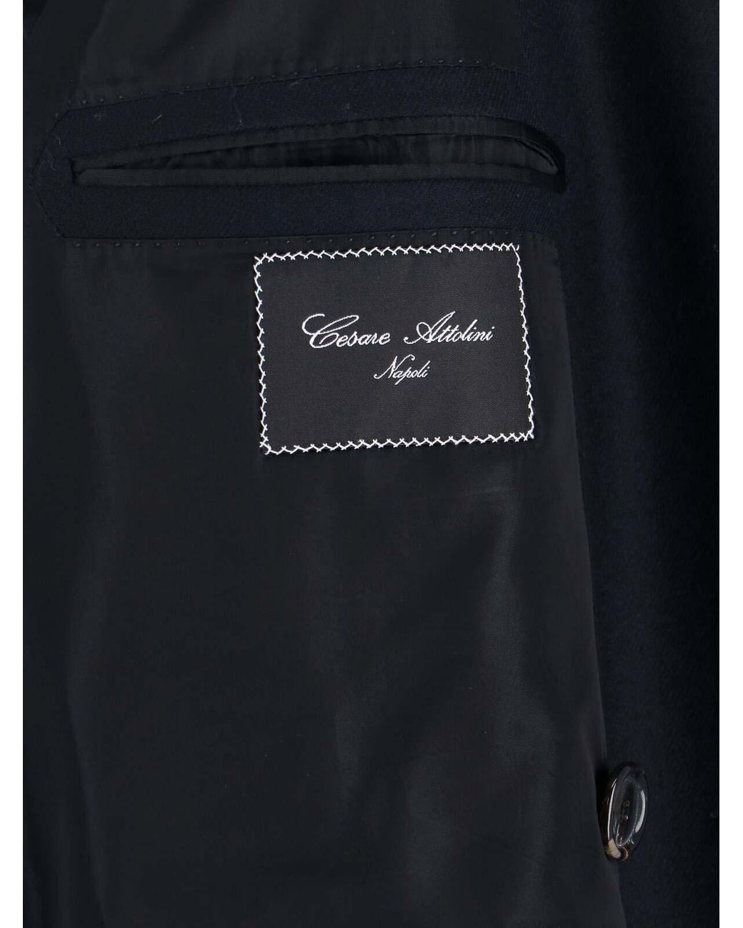 Cesare Attolini Blue Double-Breasted Coat for men
