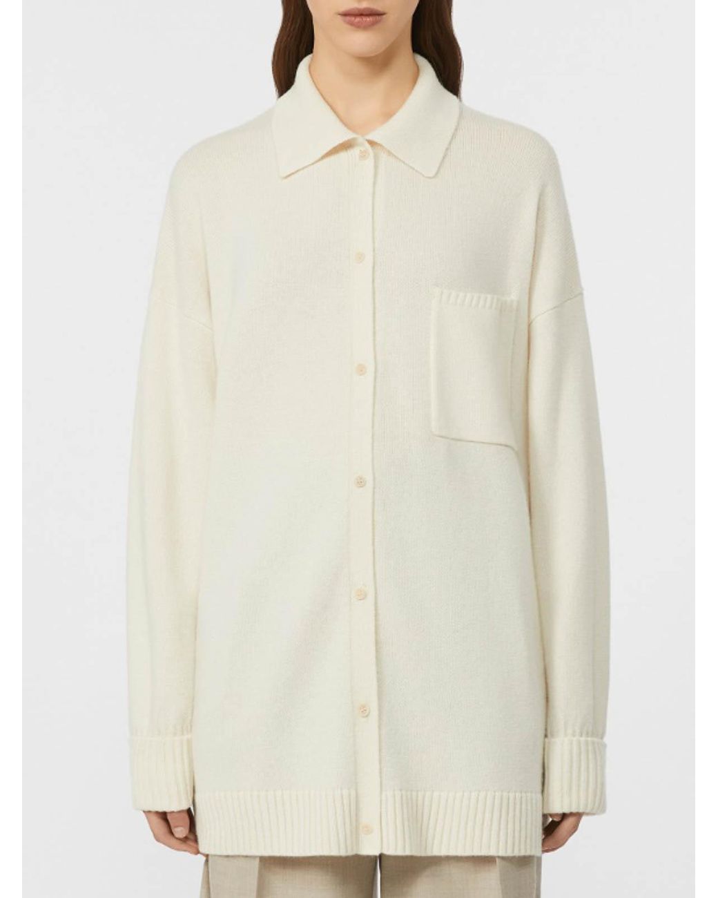 Max Mara White Wool And Cashmere Shirt Jacket