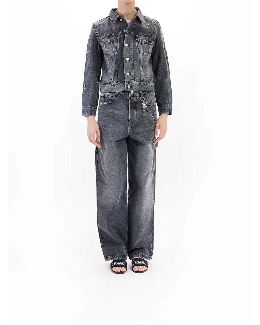 Marc Jacobs Gray Charm Shrunken Trucker