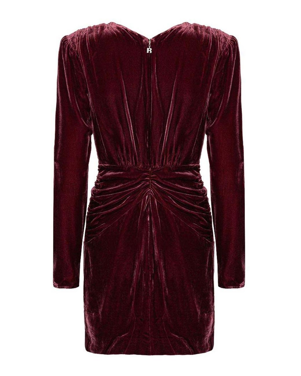ROTATE BIRGER CHRISTENSEN Red Elegant Velvet V-Neck Dress