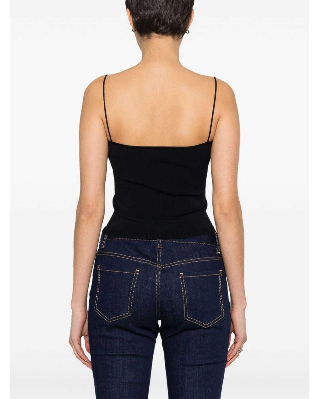 DSquared² Black Logo-Plaque Knitted Crop Top