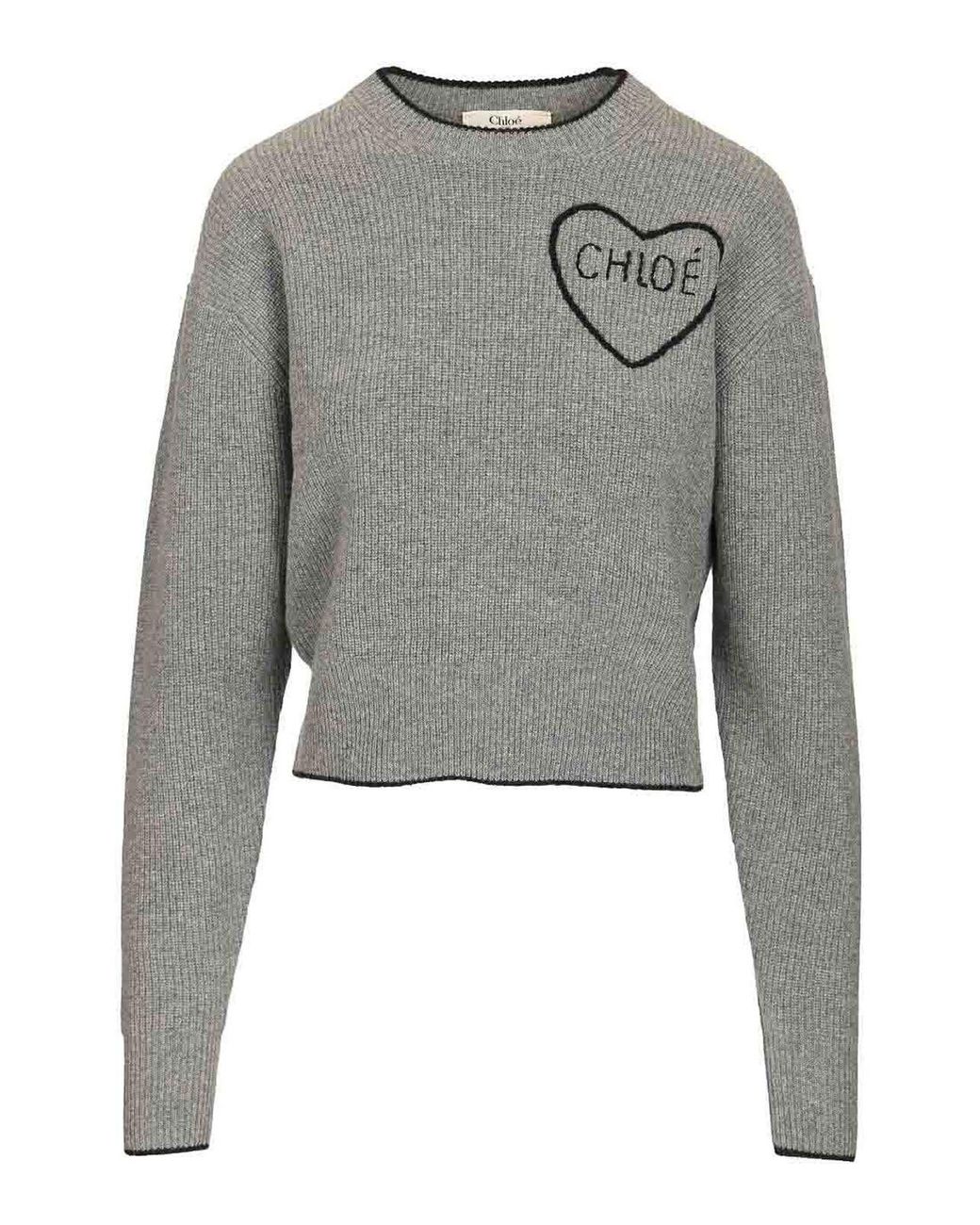 Chloé Gray Cropped Fitted Shirt With Logo