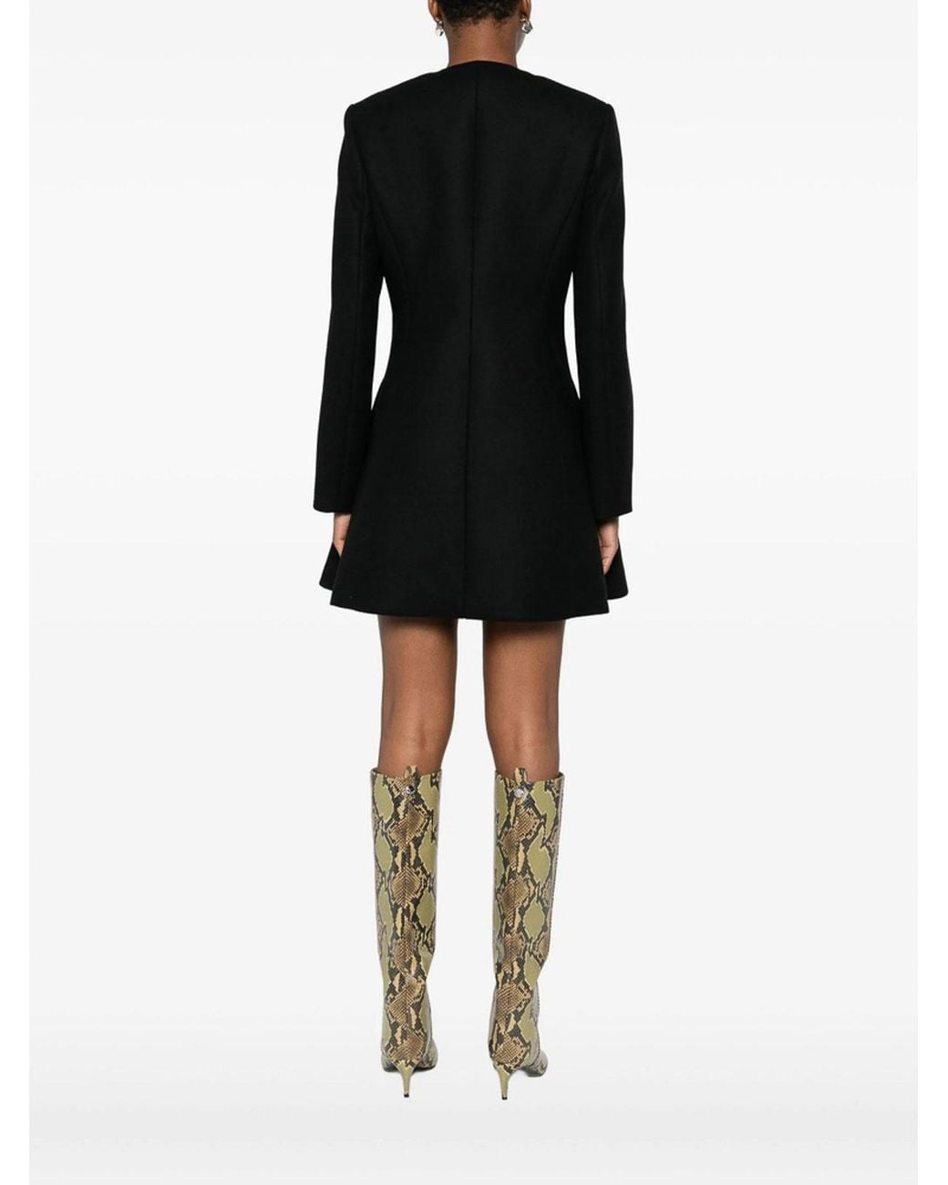 Versace Black Zip-Front Flared Coat