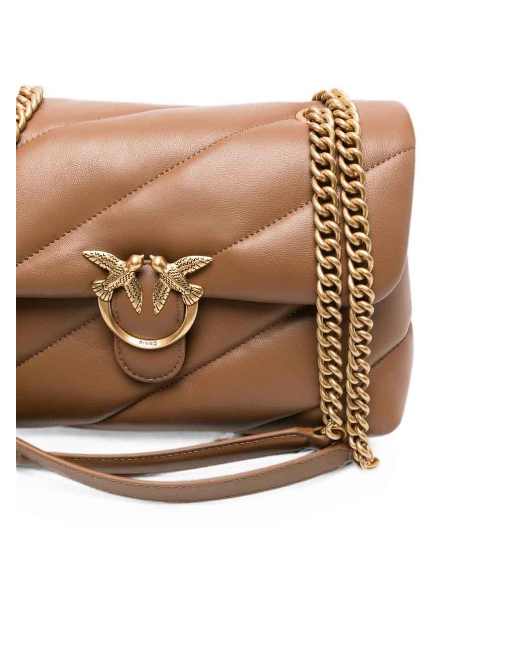 Pinko Brown Hazelnut Love Puff Classic Quilted Bag