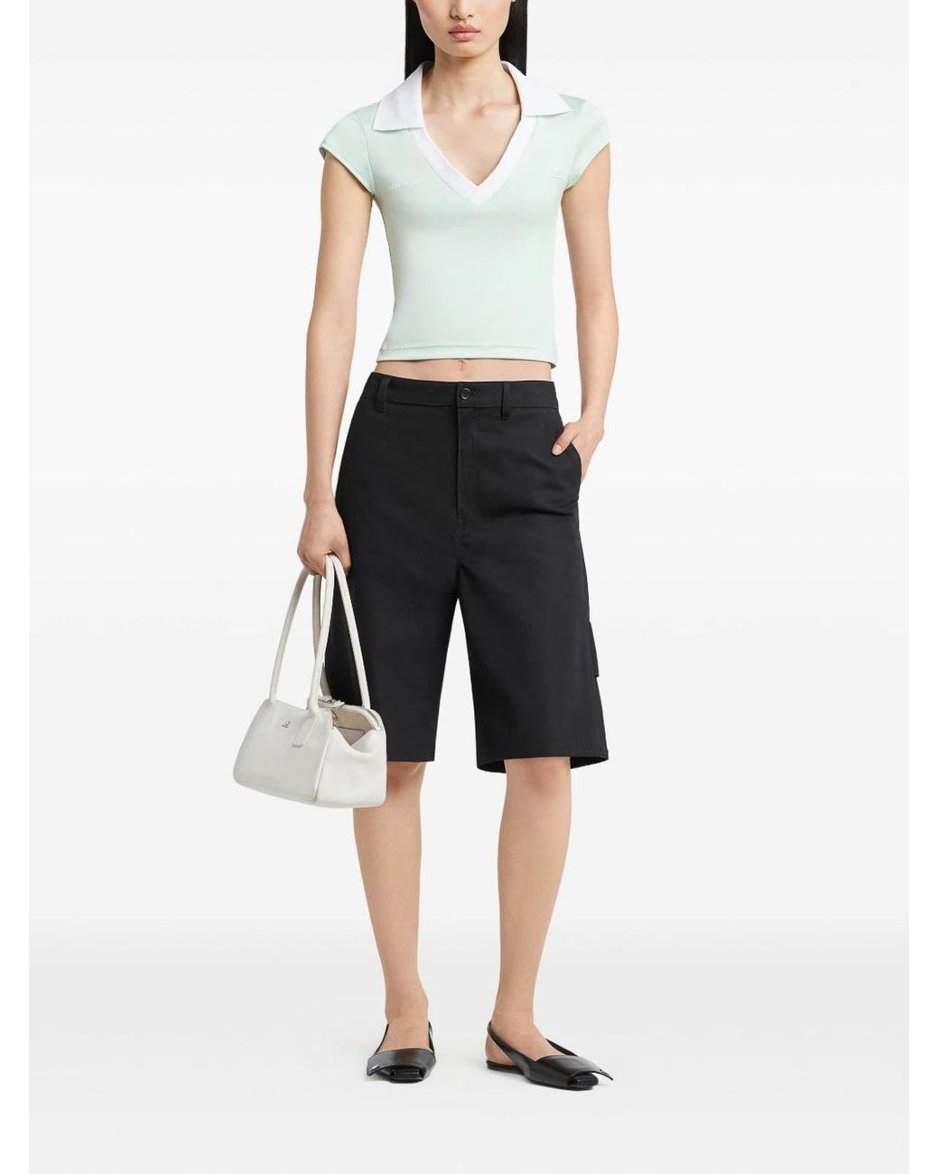 Courreges White Logo Cropped Polo Shirt