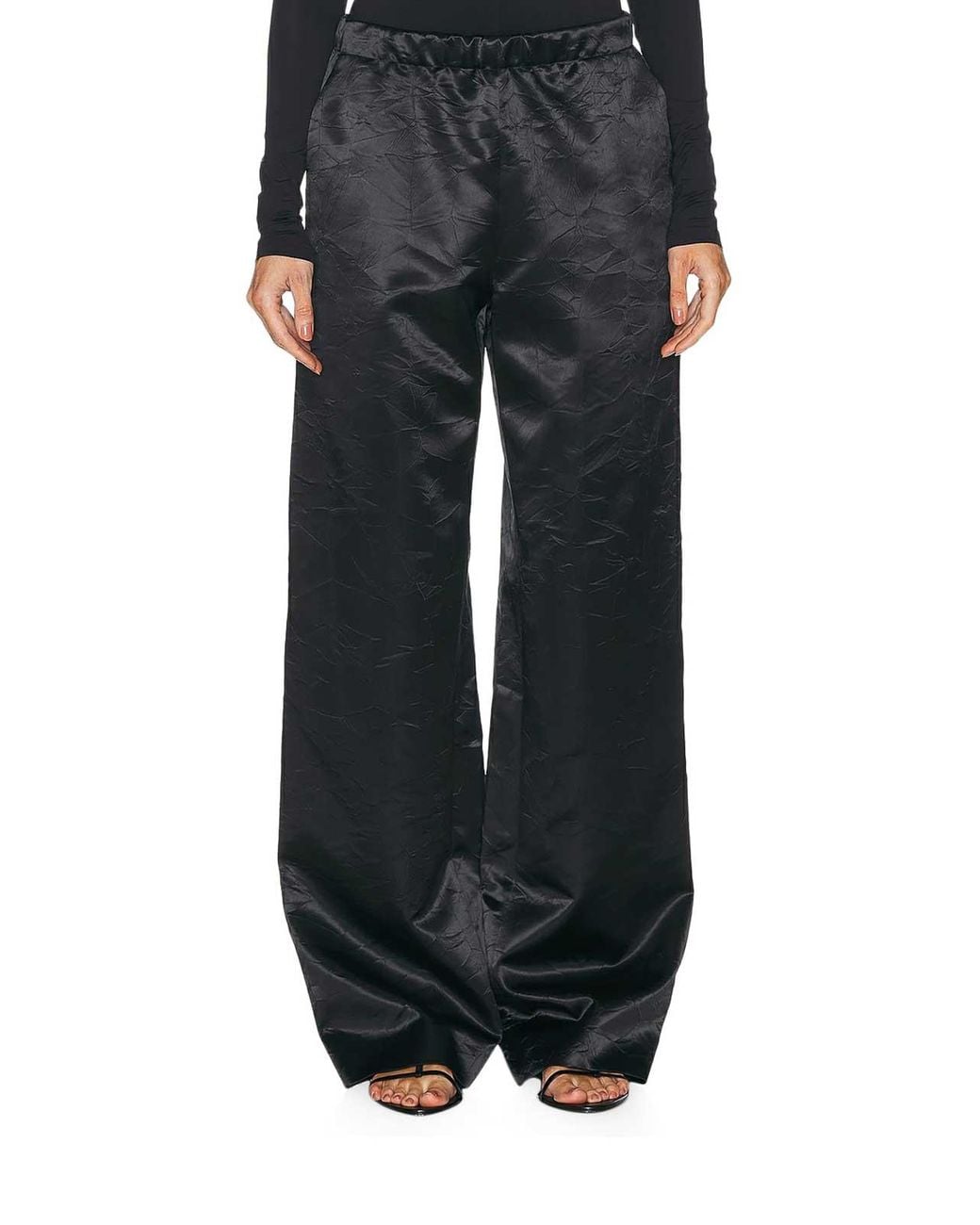 Givenchy Black Viscose Trousers With Wrinkled Effect