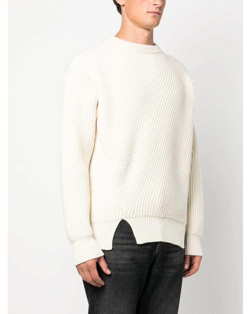 Jil Sander White Merino Wool Sweater for men