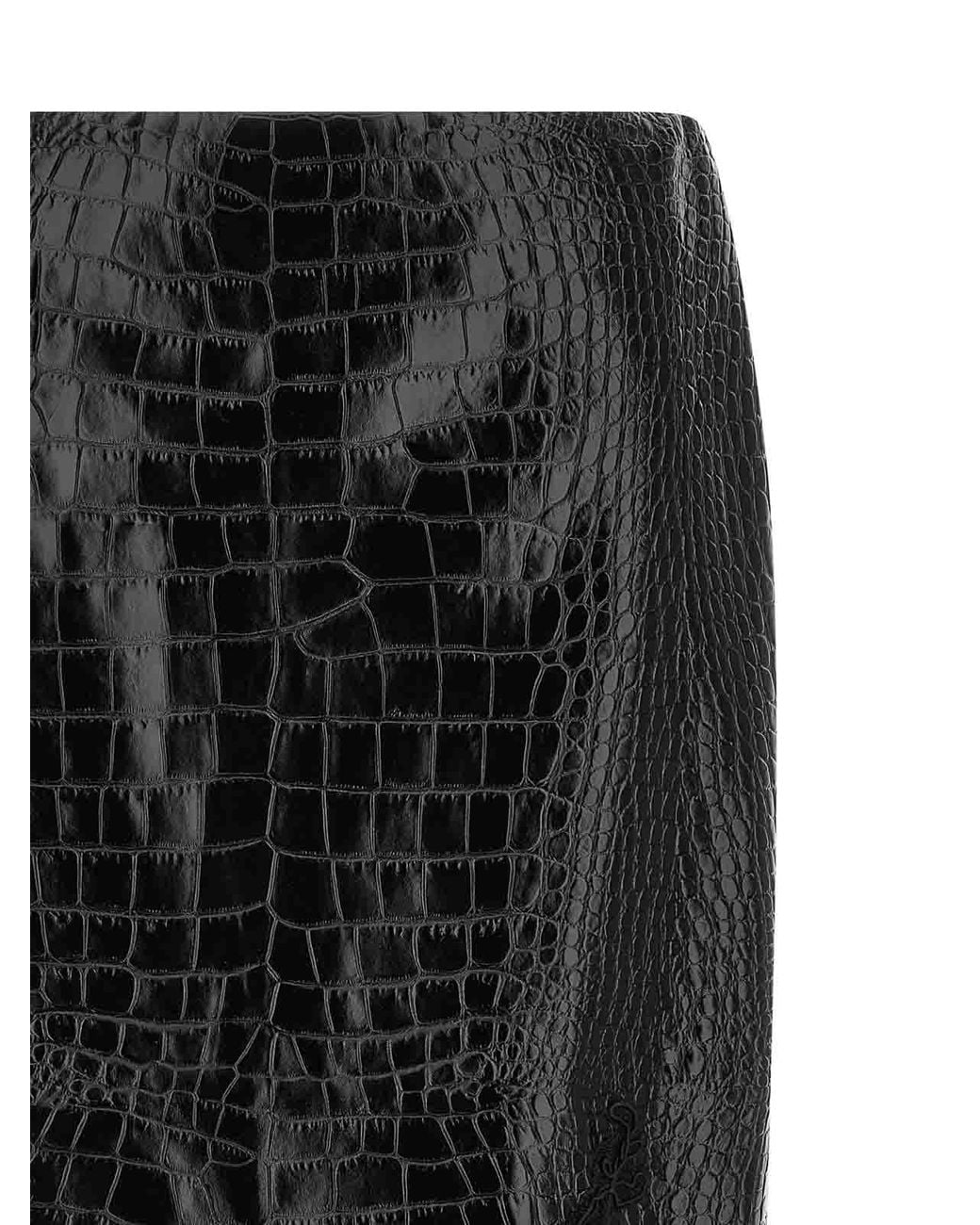 Ermanno Scervino Black Coconut Print Sheath Skirt With Lace
